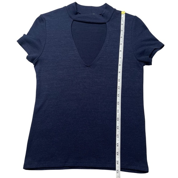 Aritzia Wilfred Free Navy Blue Robillard Top Choker Mock Neck Cut Out SZ S - Picture 6 of 7